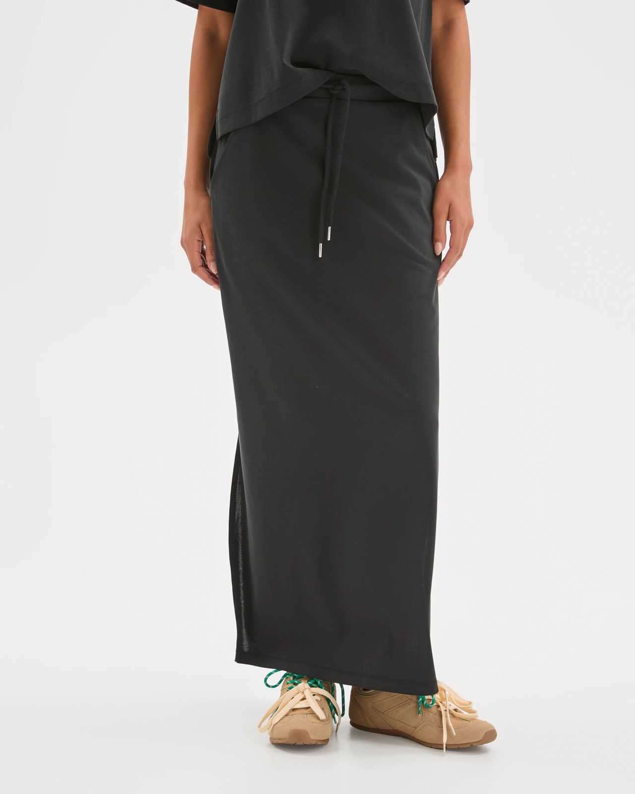 Relaxed Drape Maxi Skirt - Black 3 of 6