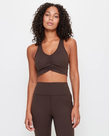 Active Ruched Plunge Crop Top