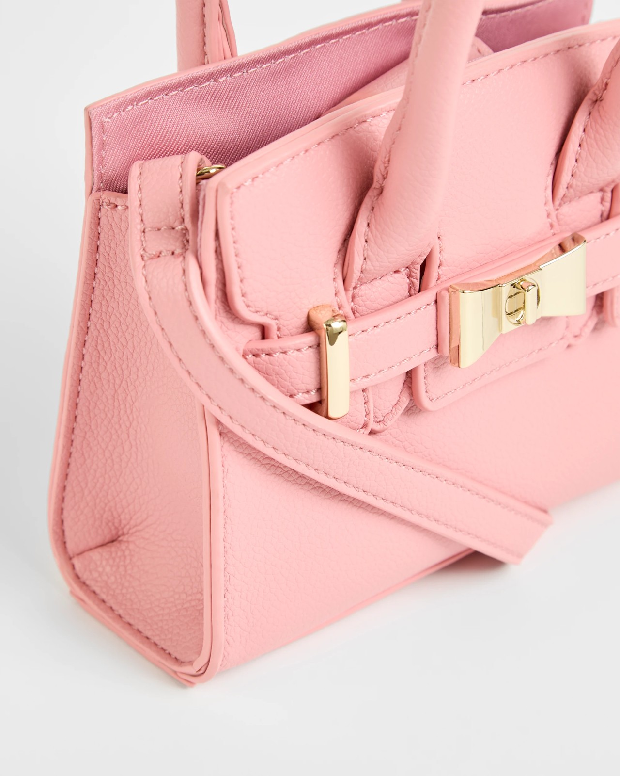 Bow Buckle Top Handle Crossbody Bag - Pink 2 of 2