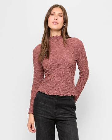 Long Sleeve Mock Neck Lace Top