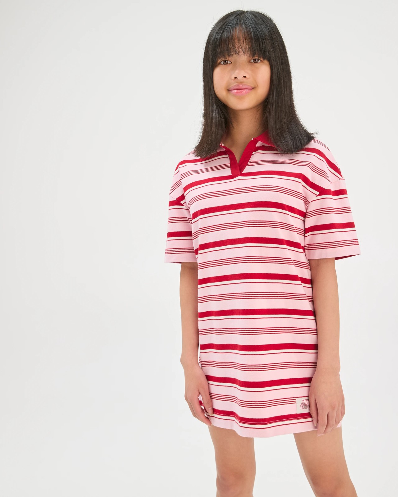 Australian Cotton Short Sleeve Oversized Polo Stripe Dress - Multi 2 of 6