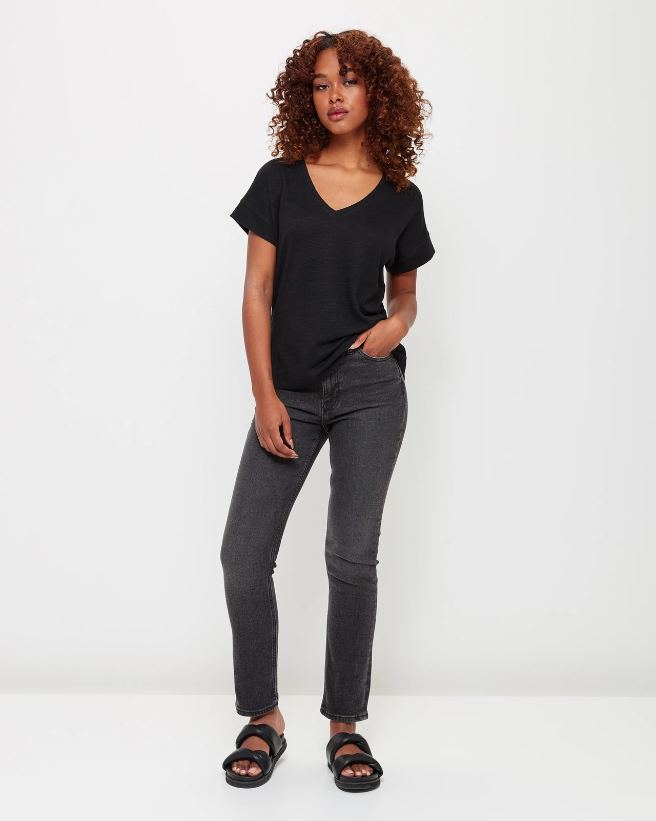 Petites Linen Blend V-Neck T-Shirt - Dannii Minogue | Target Australia