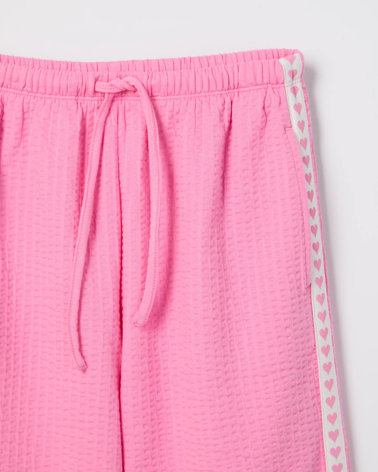 Australian Cotton Blend Textured Side Taped Wide Leg Knit Pants - Pink 6 of 6