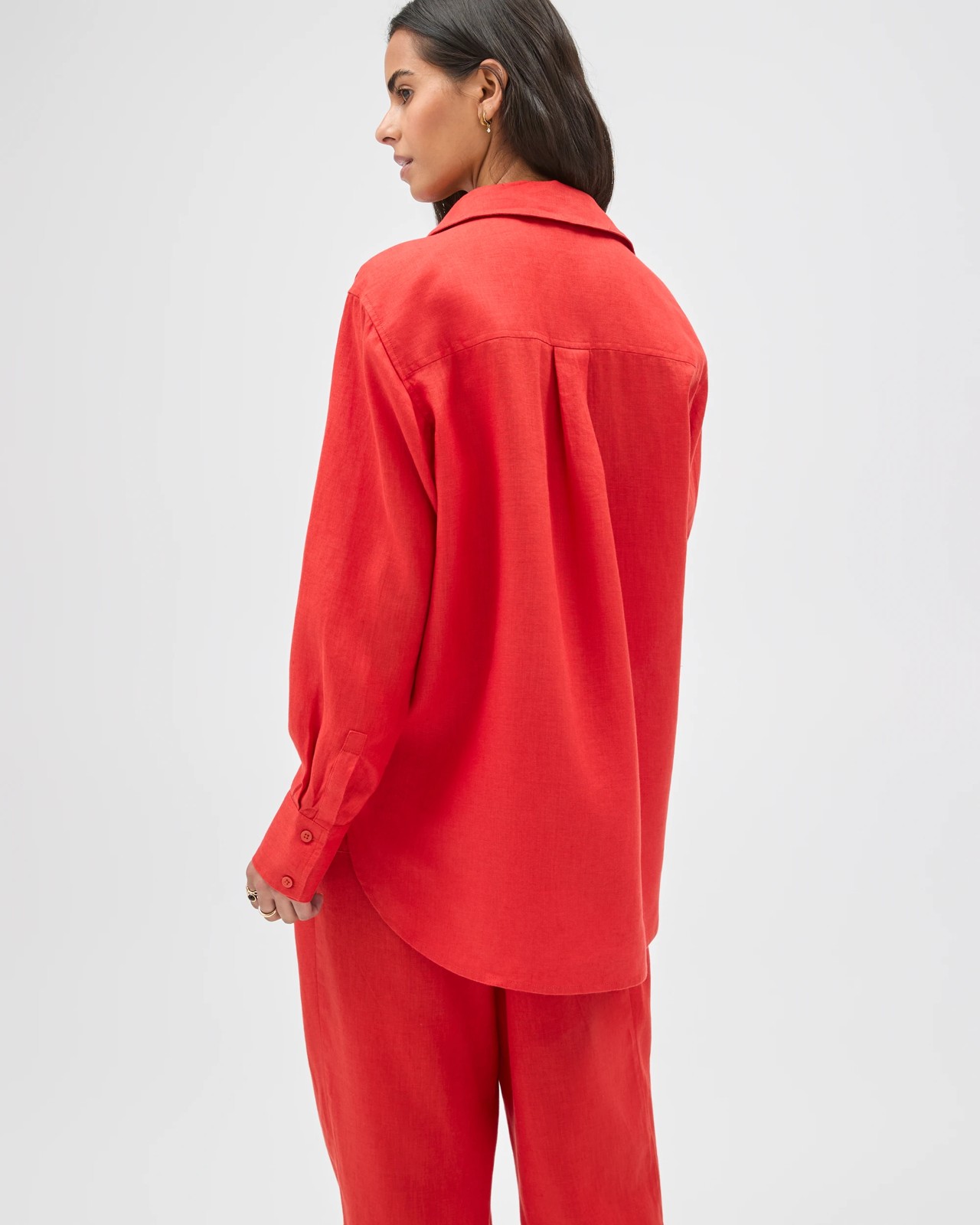 European Linen Long Sleeve Shirt - Warm Terracotta 6 of 6