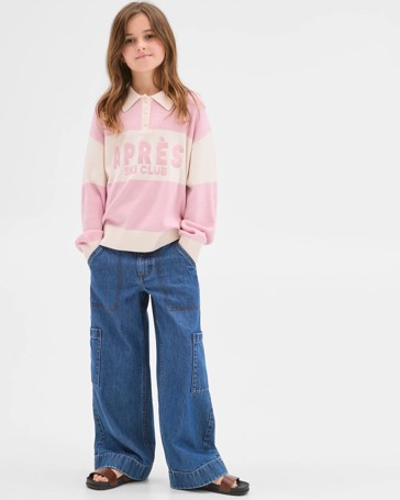 Long Sleeve Loose Knit Rugby Jumper