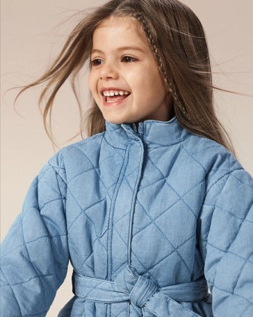 Quilted Chambray Tie-Waist Robe Jacket