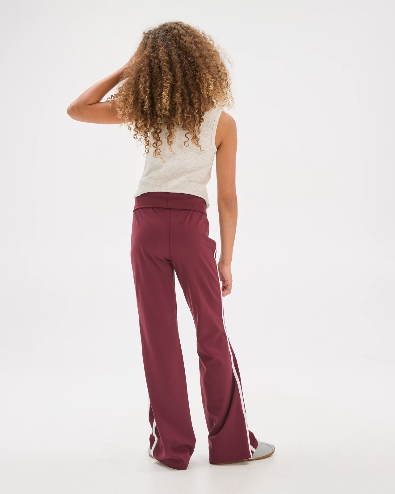 Active Fold Over Flare Pants - Burgundy 4 of 6