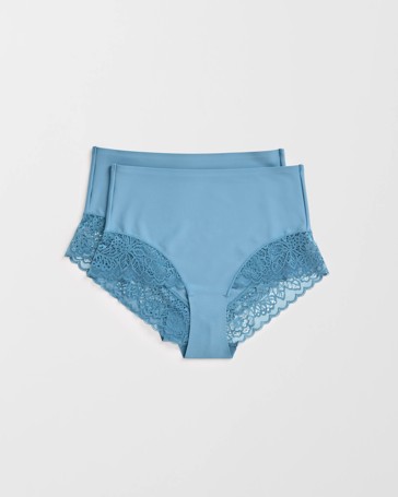 Luna 2 Pack Smooth Touch Lace Bonded Waist Full Briefs