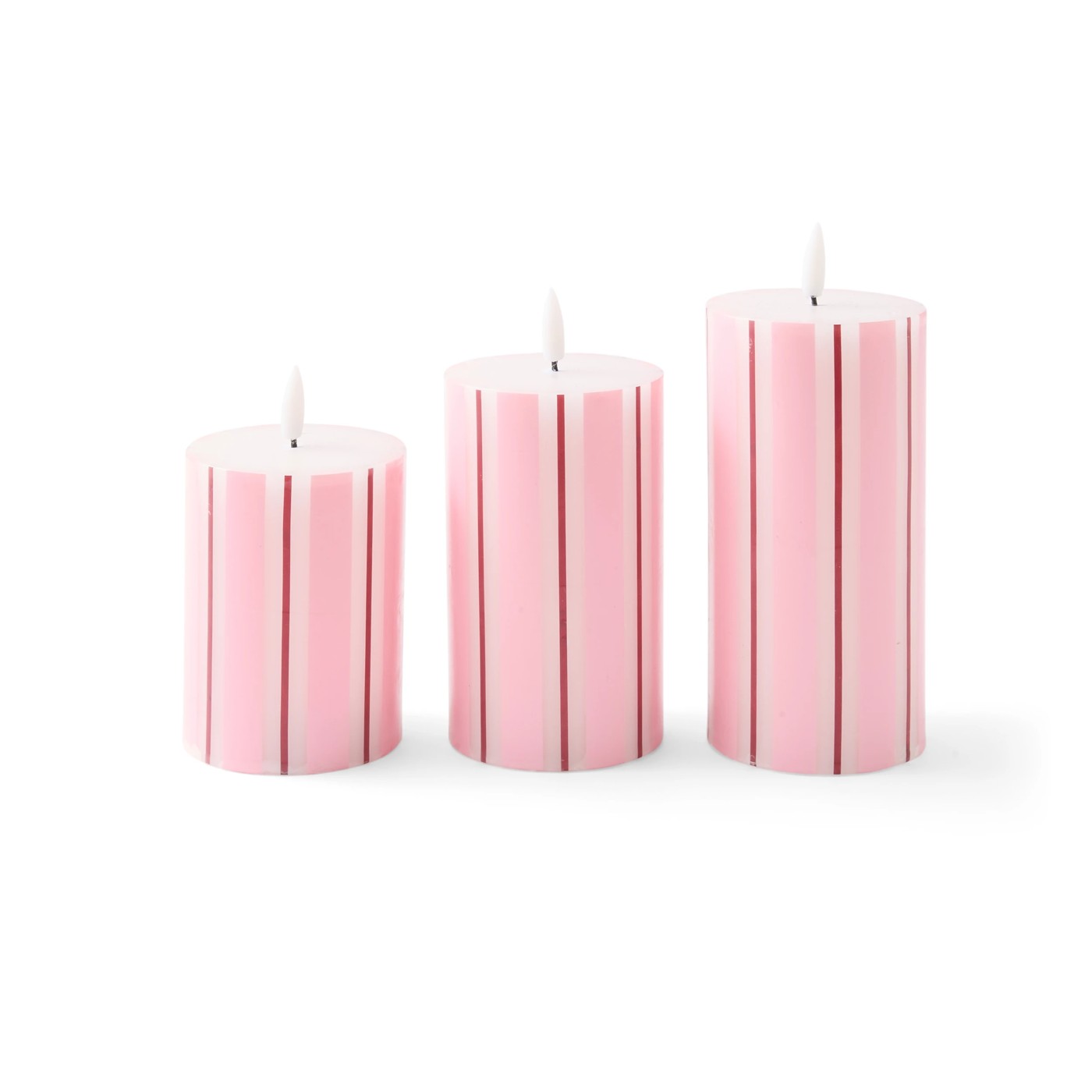 Anko Pink and Fig Stripe LED Candle Set 2 of 6