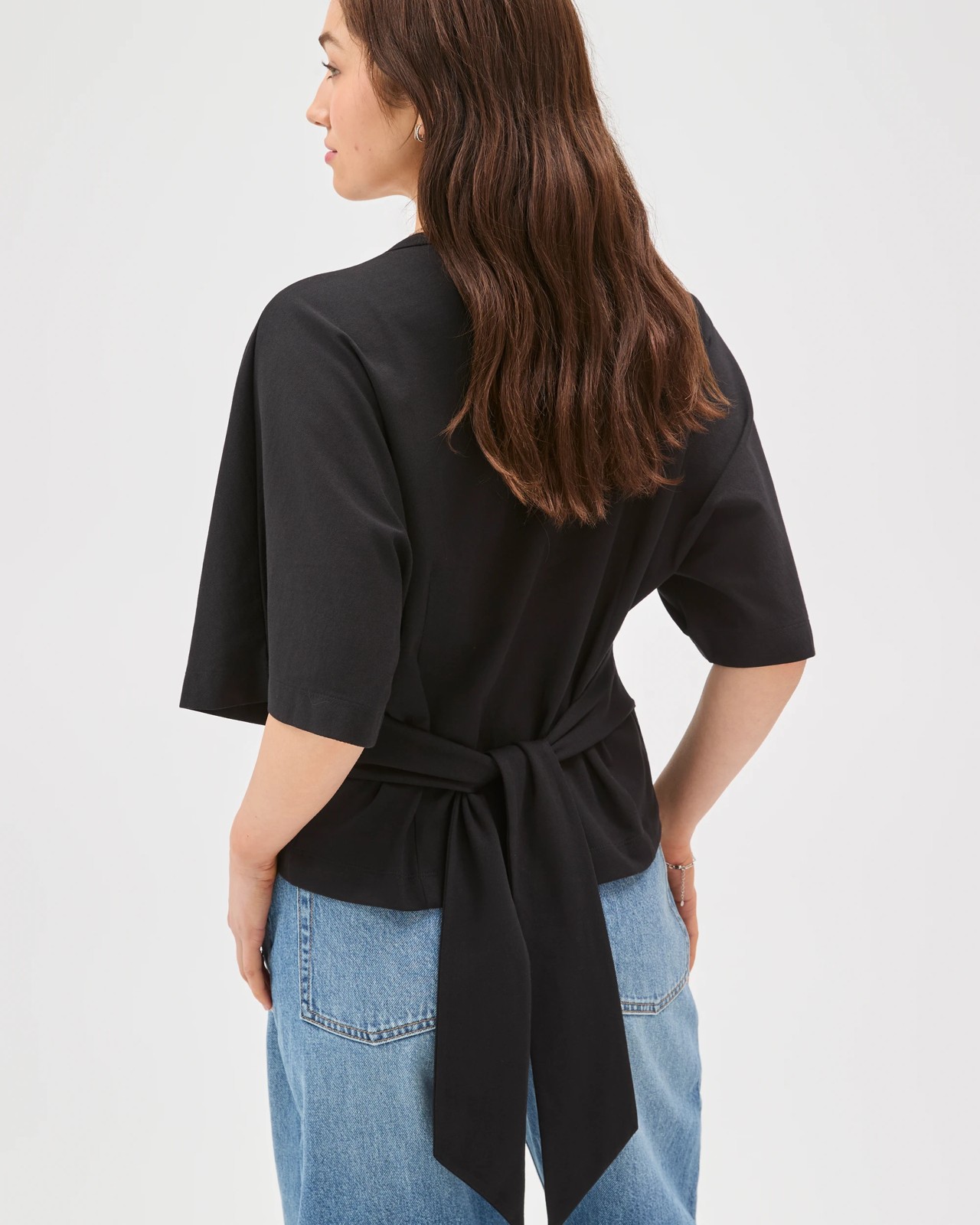 Lily Loves Australian Cotton Tie Detail T-Shirt - Black 6 of 6