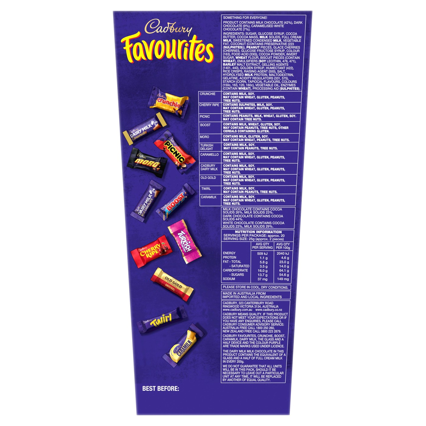 CADBURY 783437 Render 783435 886g Core Favourites Front Center Front Center AU 2022-09
