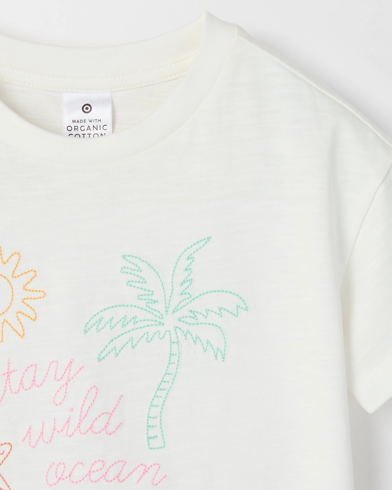 Baby Organic Cotton Embroidered T-Shirt and Trackpants Set - Cloud Dancer Ocean Child 2 of 3
