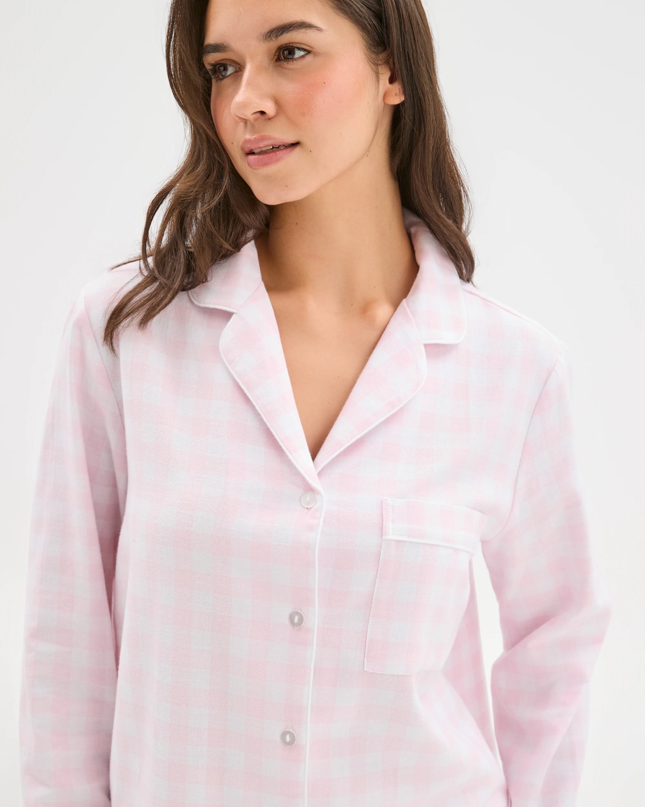 Australian Cotton Flannelette Pyjama Set - Gingham Pink 4 of 6