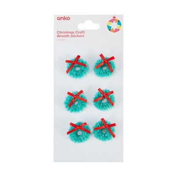 6 Piece Christmas Craft Wreath Stickers - Anko