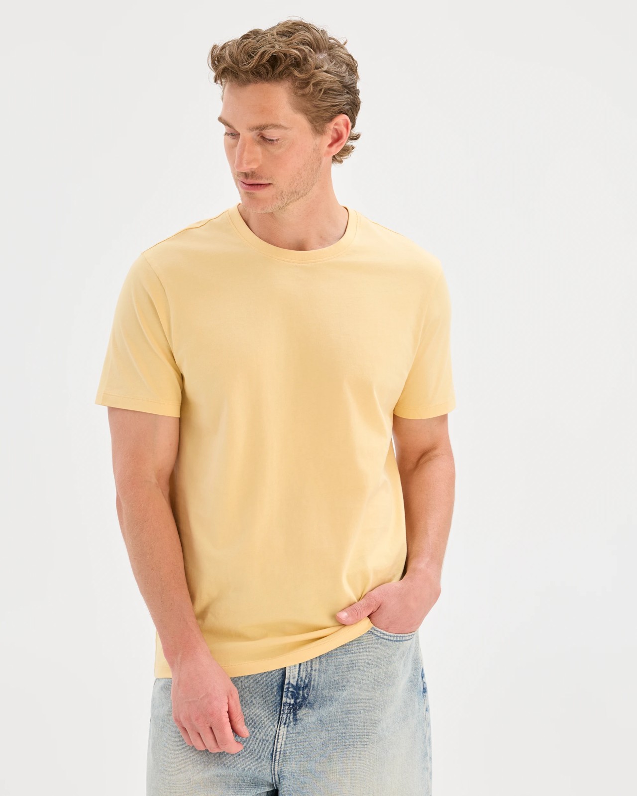 Australian Cotton Crew Neck T-Shirt - Golden 2 of 6