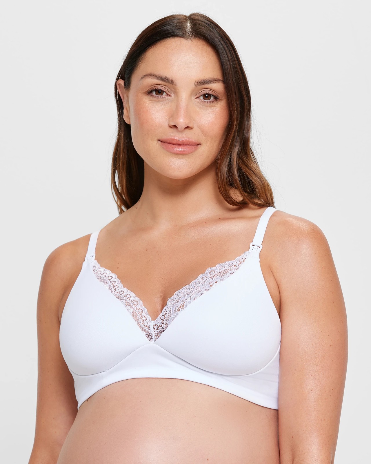 Maternity Lace Trim T-Shirt Bra - White