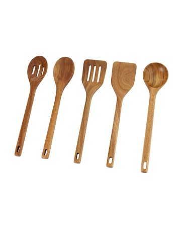 Anko 5 Piece Acacia Wood Utensil Set