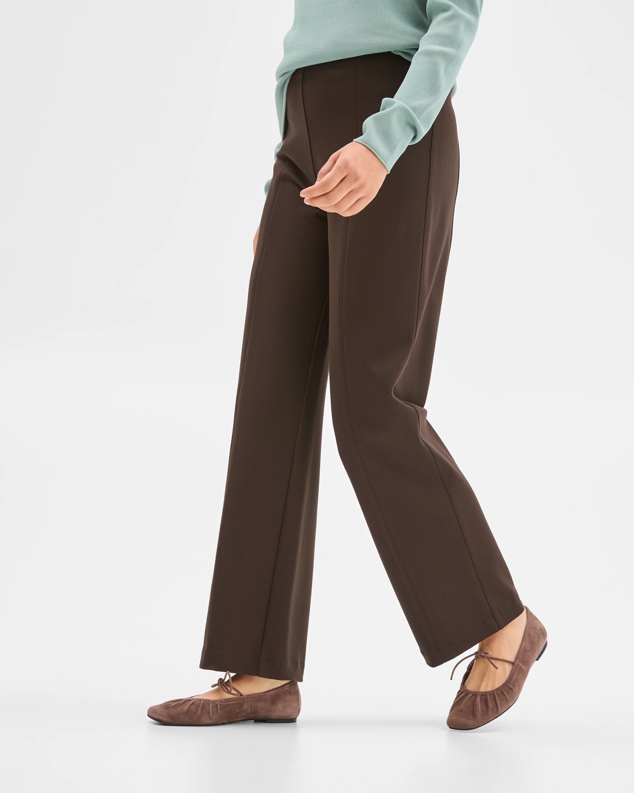 Preview Ponte Full Length Straight Leg Pants - Coffee Bean 4 of 6