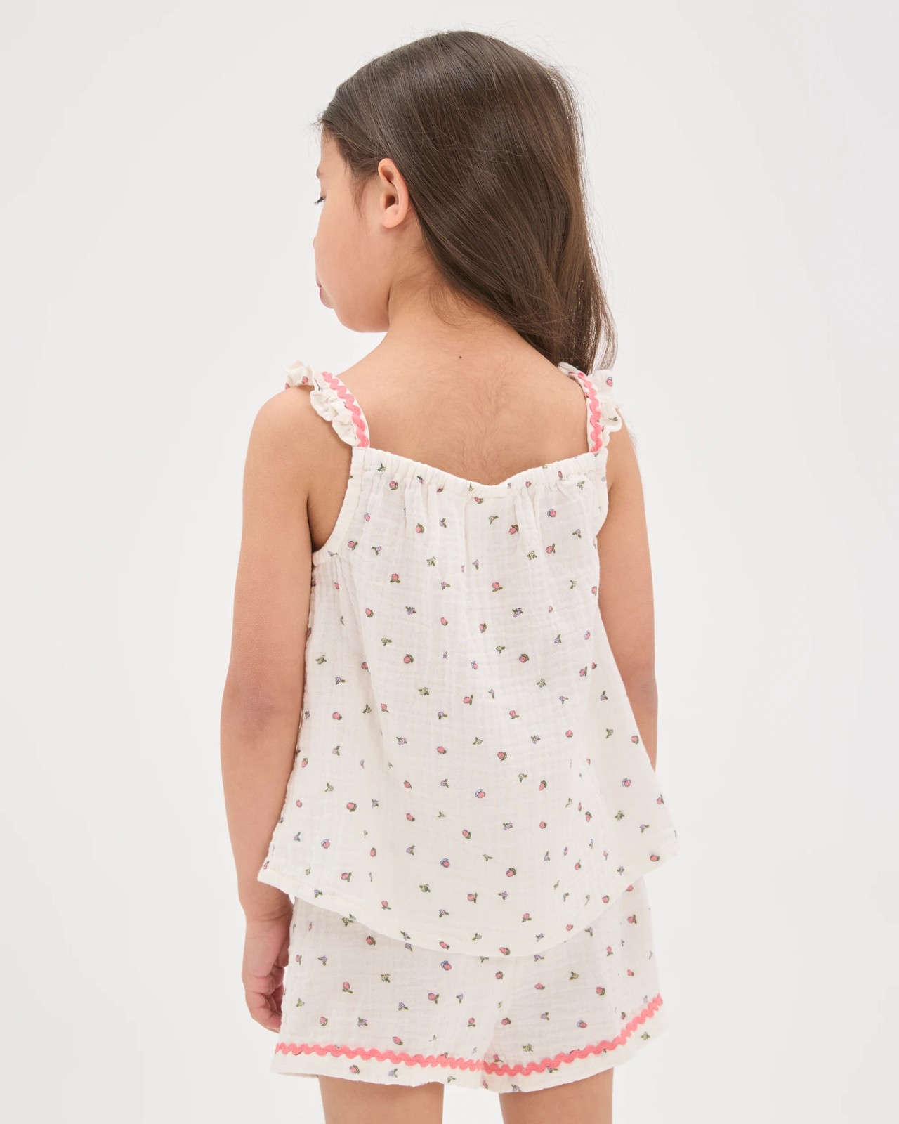 Australian Cotton Younger Girls Cami Woven Pyjama Set - Cream Fruit 5 of 6