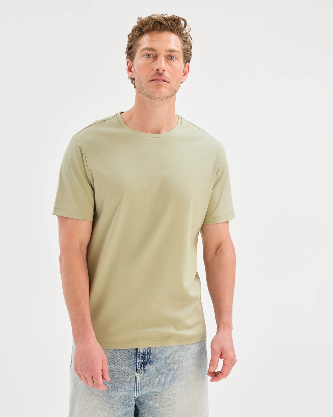 Preview Australian Cotton Interlock T-Shirt - Tea Green 2 of 5