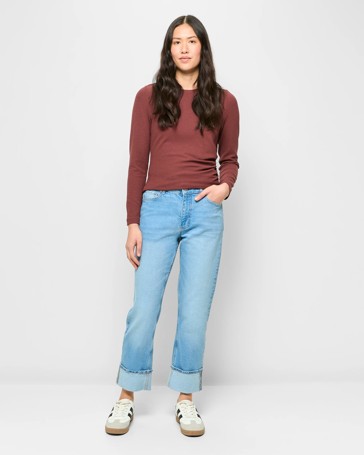 Mid Rise Ankle Length Slim Turn Up Denim Jeans
