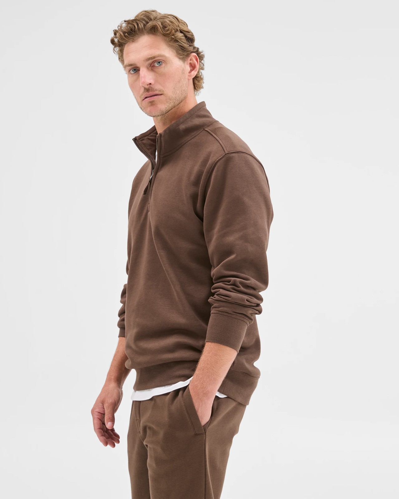 Australian Cotton Blend Fleece Half Zip Sweat Top 3 of 5