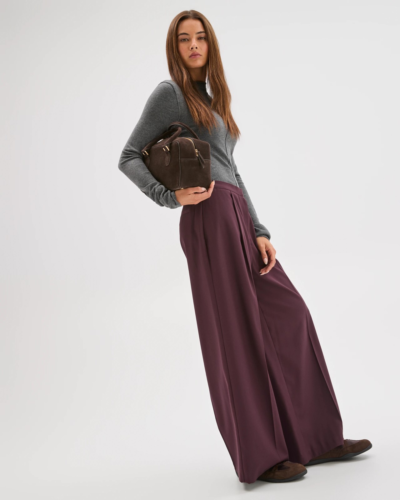 Lily Loves Wide Leg Tailored Pants - Fudge 4 of 5