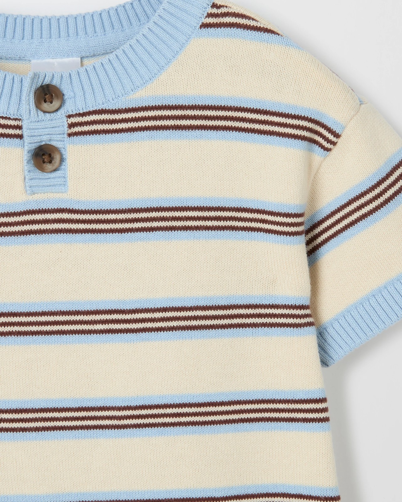 Baby Organic Cotton True Knit Henley Retro Stripe Romper 5 of 5
