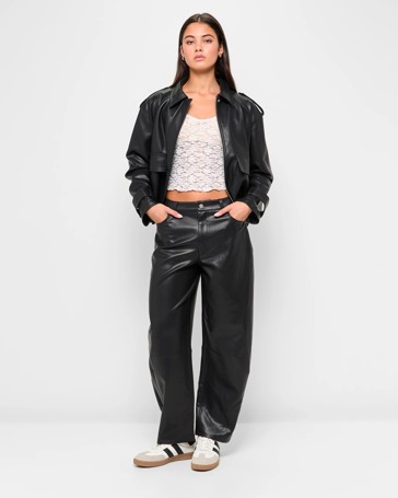 PU Barrel Leg Pants - Lily Loves