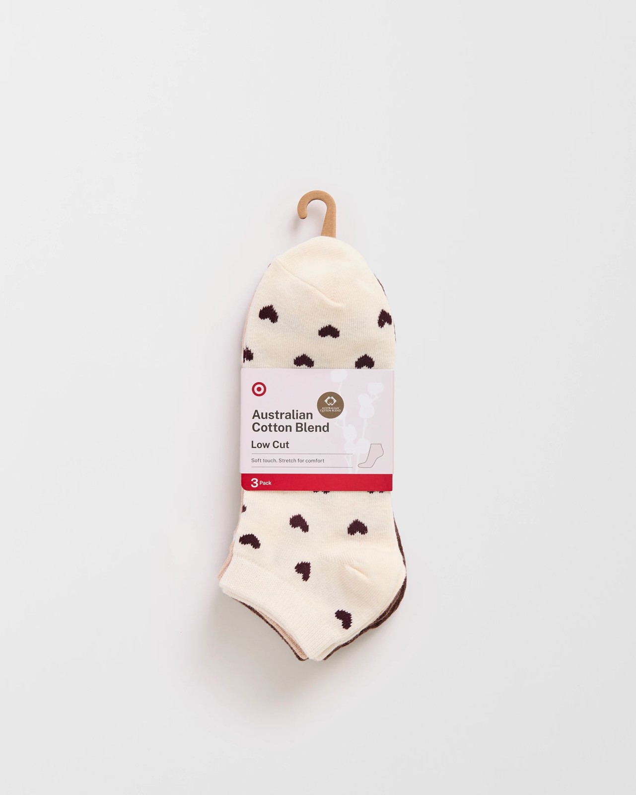 Australian Cotton Blend 3 Pack Low Cut Socks - Neutral 3 of 3