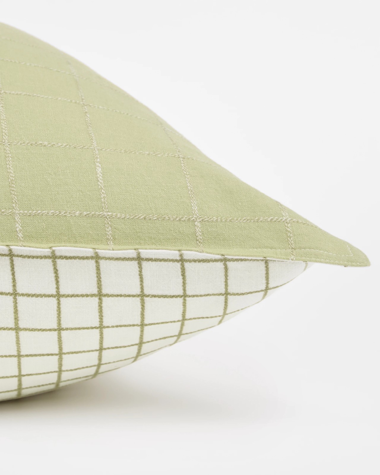 Ayla Check Linen/Cotton European Pillowcases - Sage 2 of 3