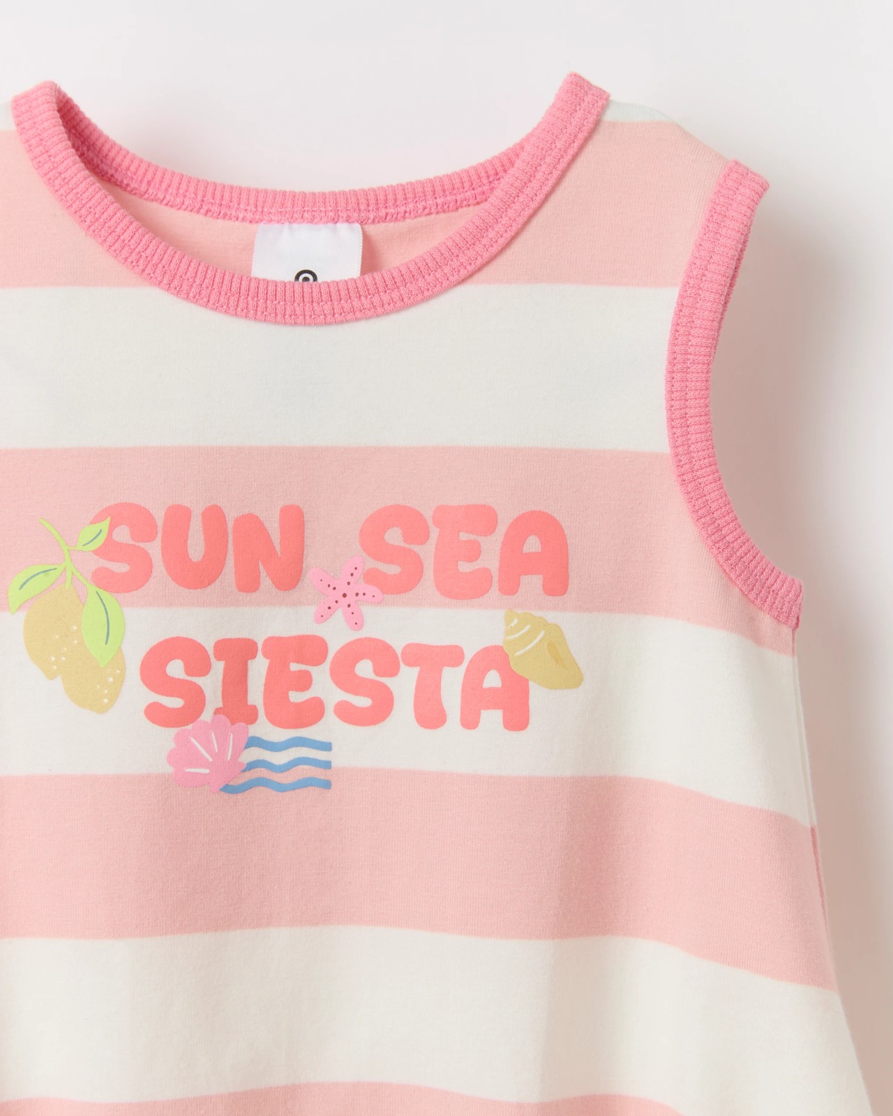 Baby Organic Cotton Sleeveless Bubble Bodysuit - Siesta Stripe Pink 6 of 6