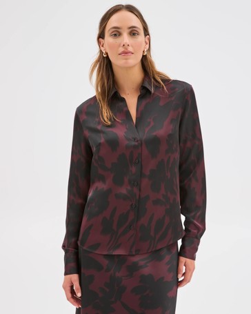 Preview Satin Long Sleeve Button Up Shirt