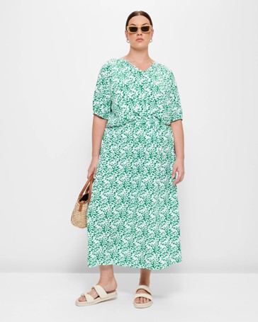 Plus Size Shirred Waist Skirt