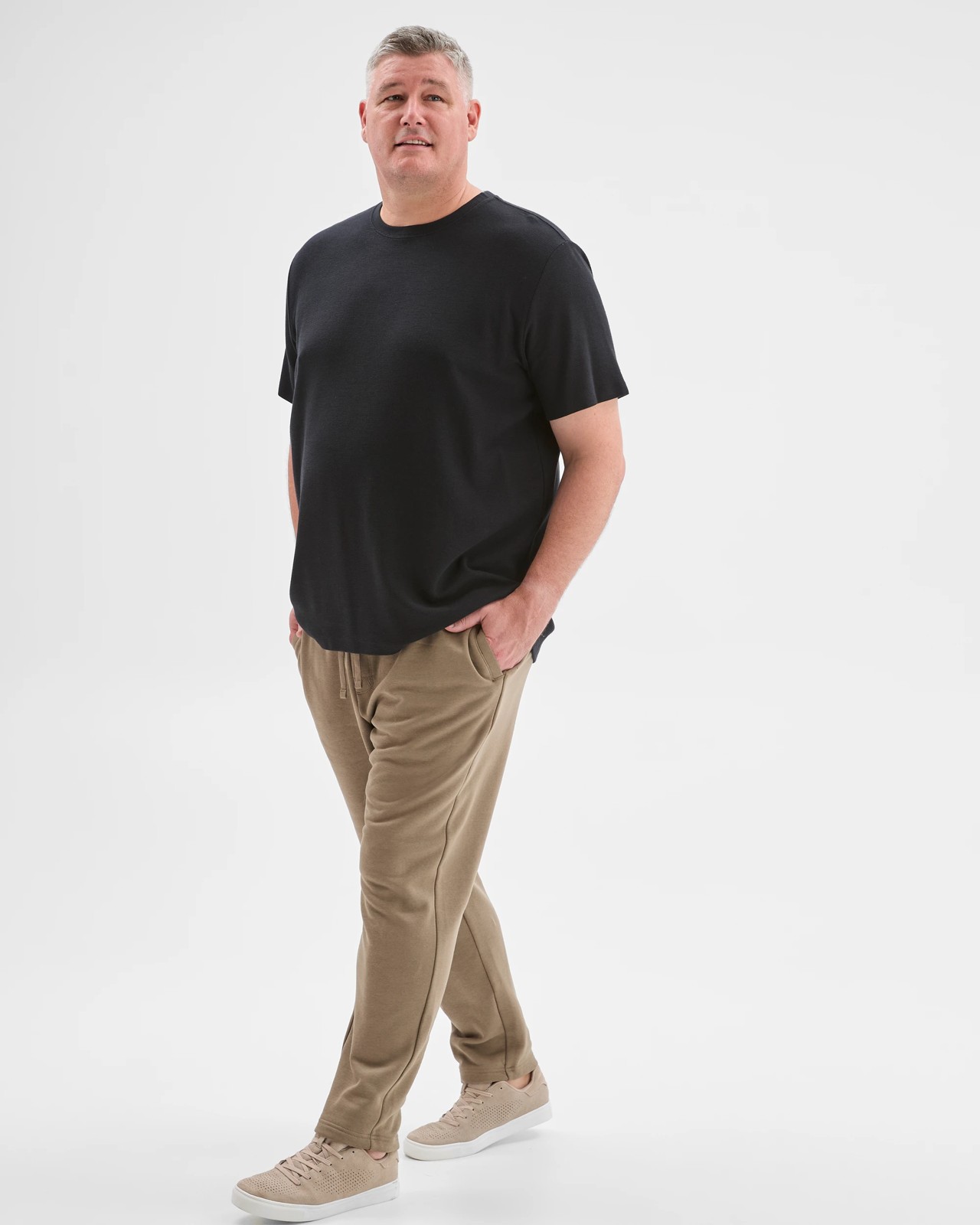 Plus Size Australian Cotton Blend Non Cuffed Trackpants - Mushroom 3 of 6