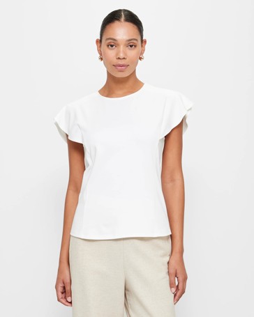 Jersey Flutter Sleeve Top - Preview