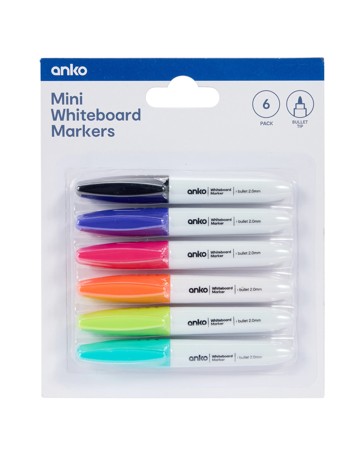 Anko 6 Pack Mini Whiteboard Markers