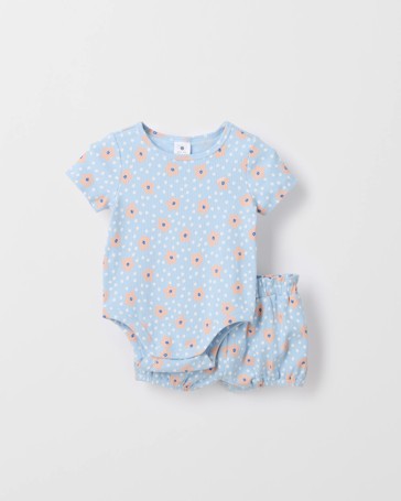 Organic Cotton Baby Bodysuit and Shorts 2 Piece Set