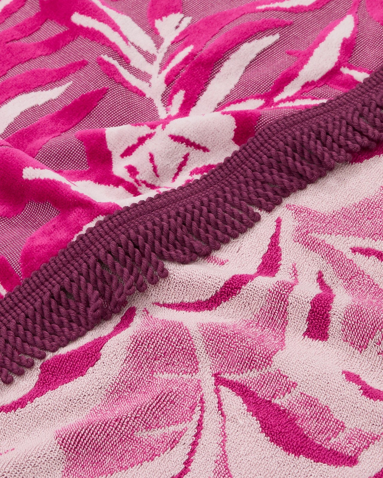 Serena Floral Australian Cotton Jacquard Adult Beach Towel - Fuschia 2 of 2