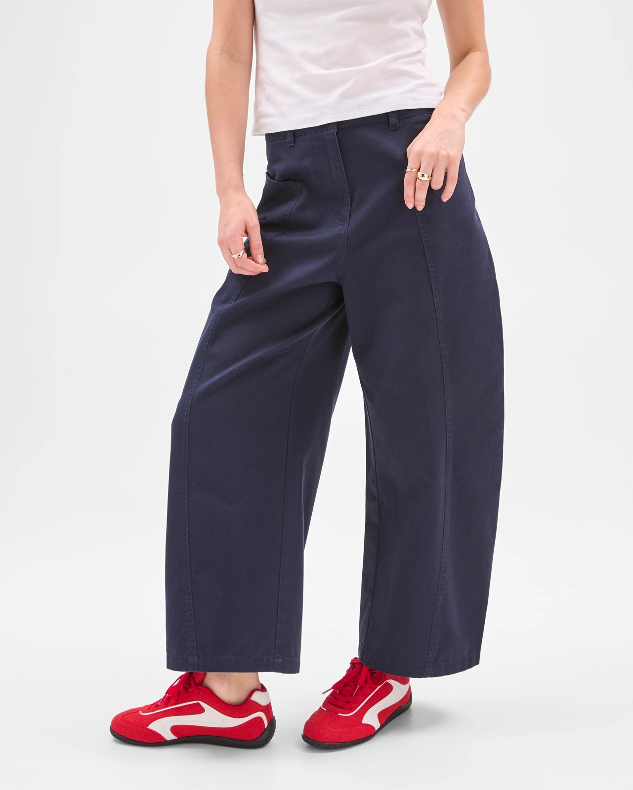 Lily Loves Australian Cotton Curved Pocket Barrel Leg Pants - Deep Navy 4 of 5