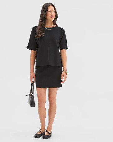 Preview Short Sleeve Crepe Knit T-Shirt