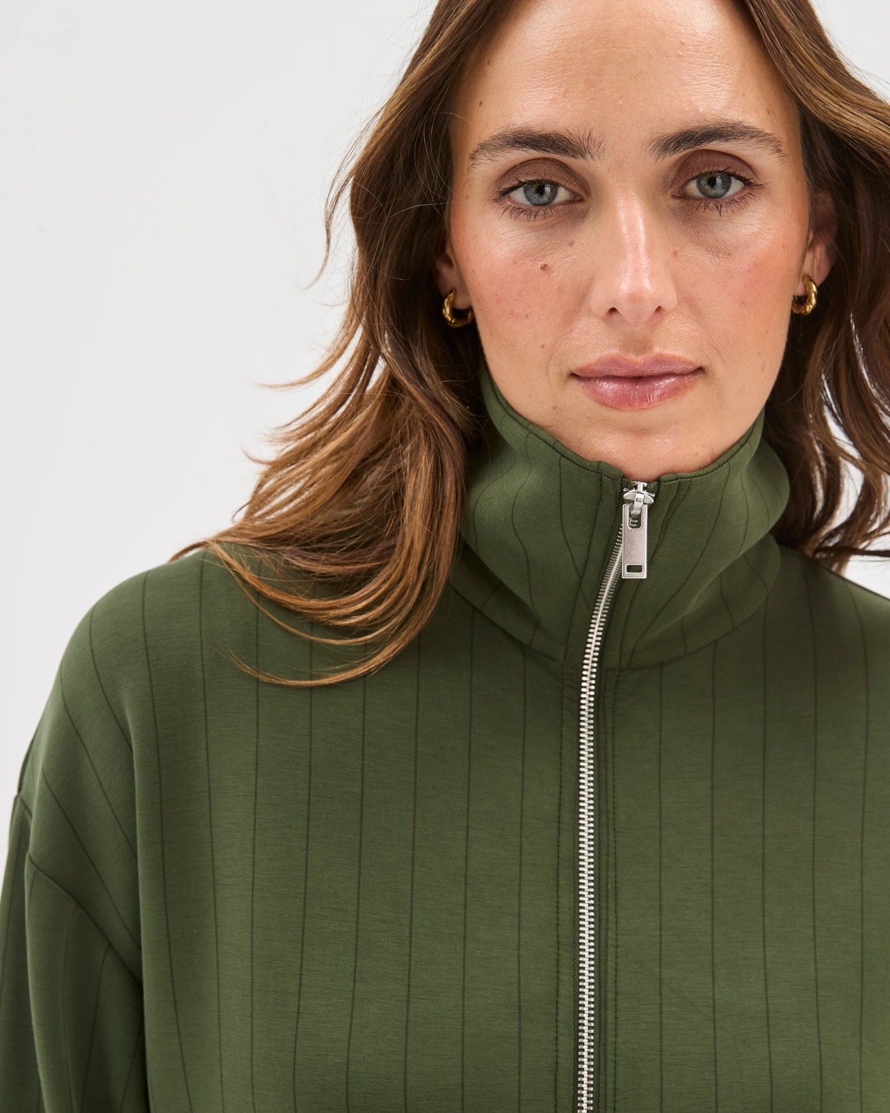 Active Movement Zip Through Jacket - Olive Stripe 3 of 5