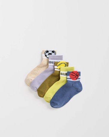 Maxx 5 Pack Boys Rib Quarter Crew Socks