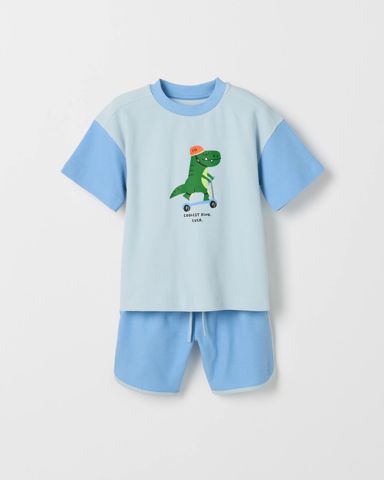 Australian Cotton Textured T-Shirt and Shorts 2 Piece Set - Blue 5 of 5