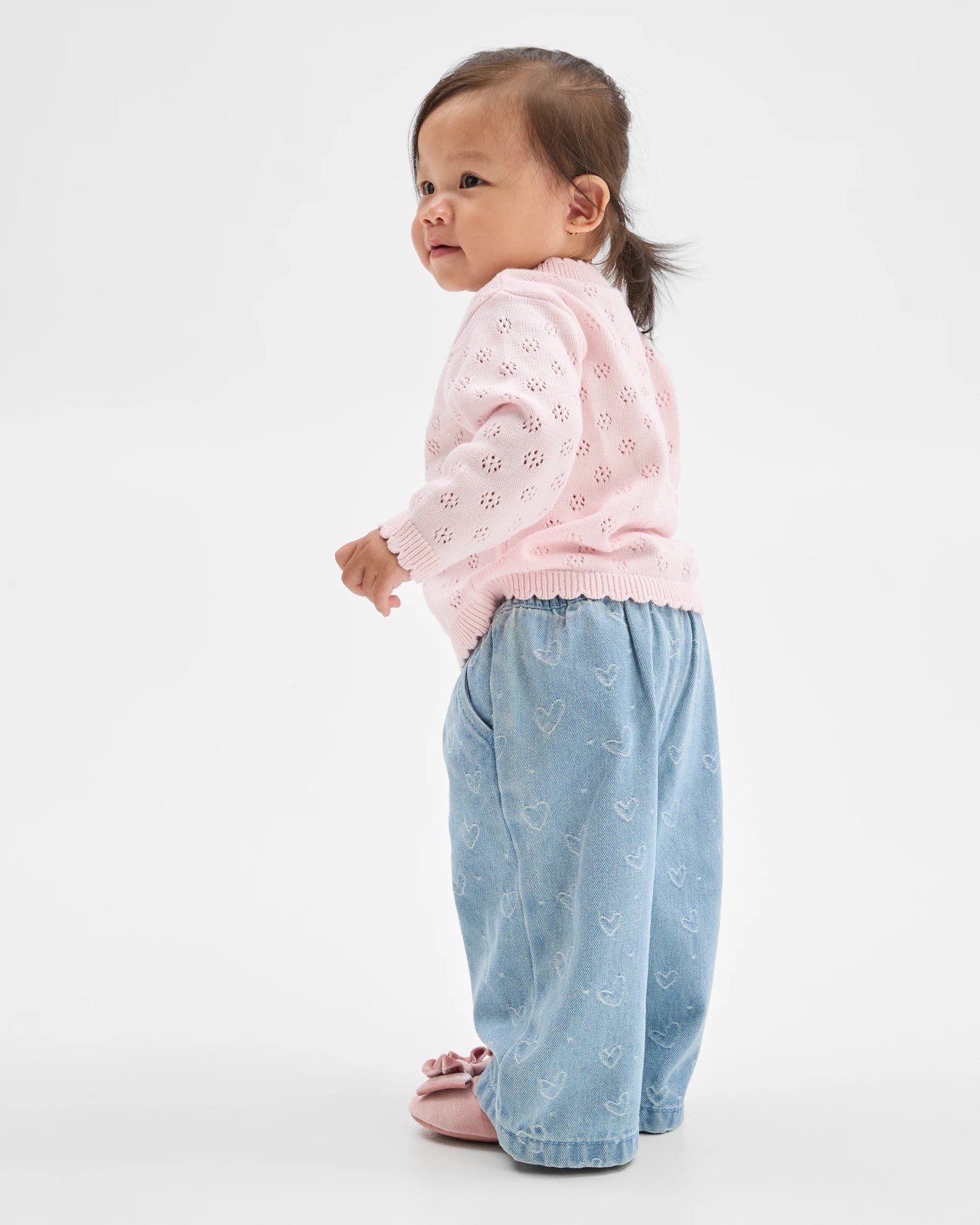 Baby Organic Cotton Pointelle Cardigan - Ballet Slipper 4 of 6