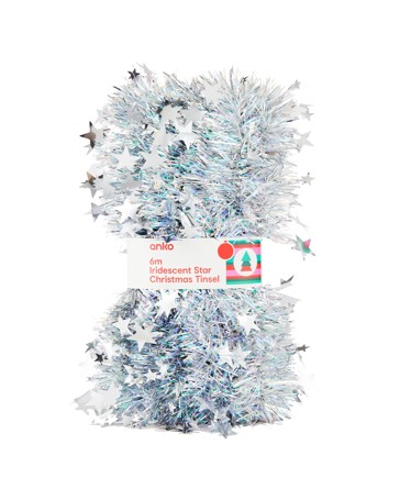Anko 6m Iridescent Star Christmas Tinsel
