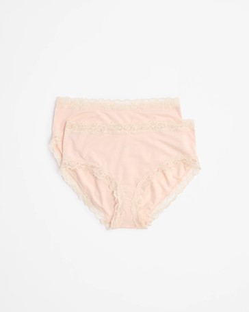 2 Pack Modal and Lace Midi Briefs