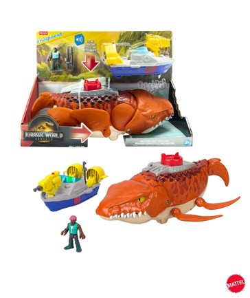 Mattel Fisher-Price Imaginext Jurassic World Rebirth Aquachomp Chase Mosasaurus Dinosaur Toy Playset