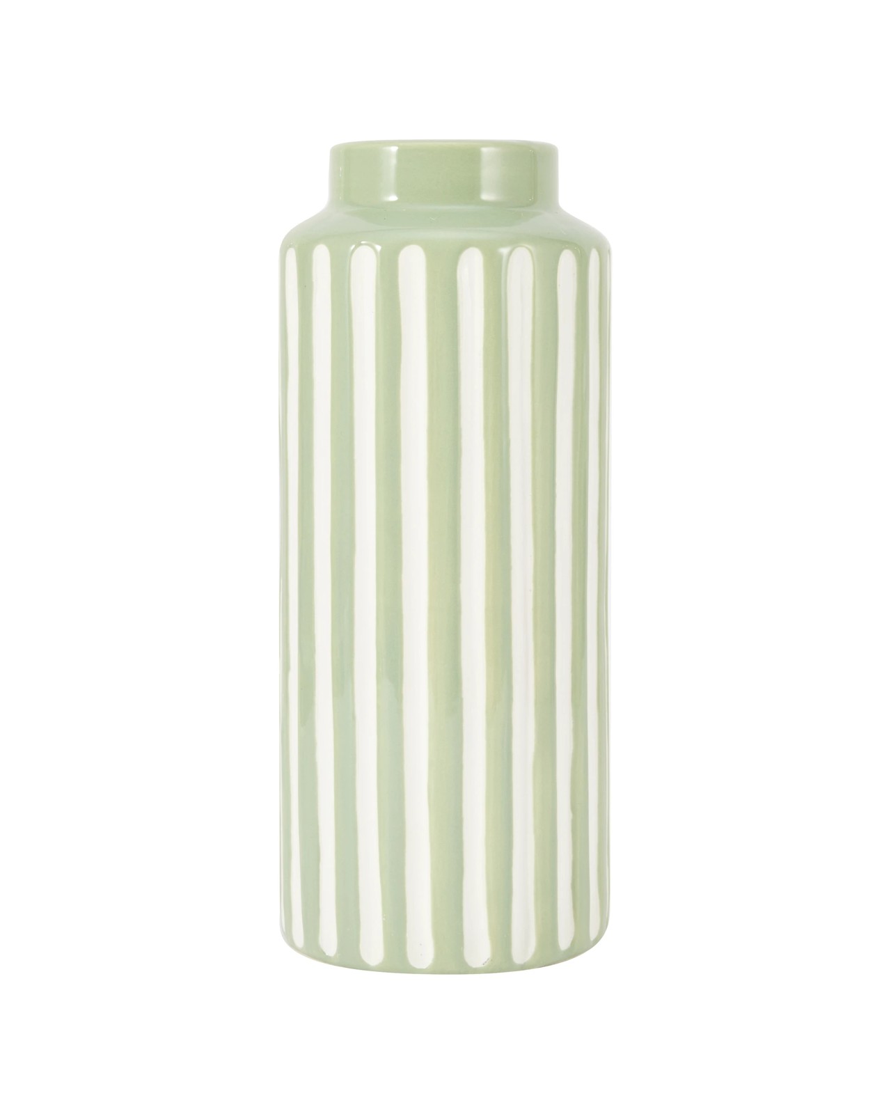 Anko Green Textured Stripe Ceramic Vase 2 of 5