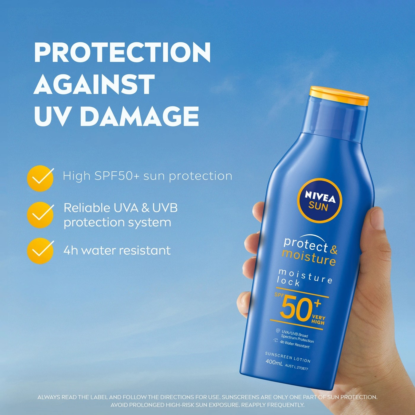 NIVEA Sun Protect & Moisture Moisture Lock SPF50+ Sunscreen Lotion 400ml 3 of 6